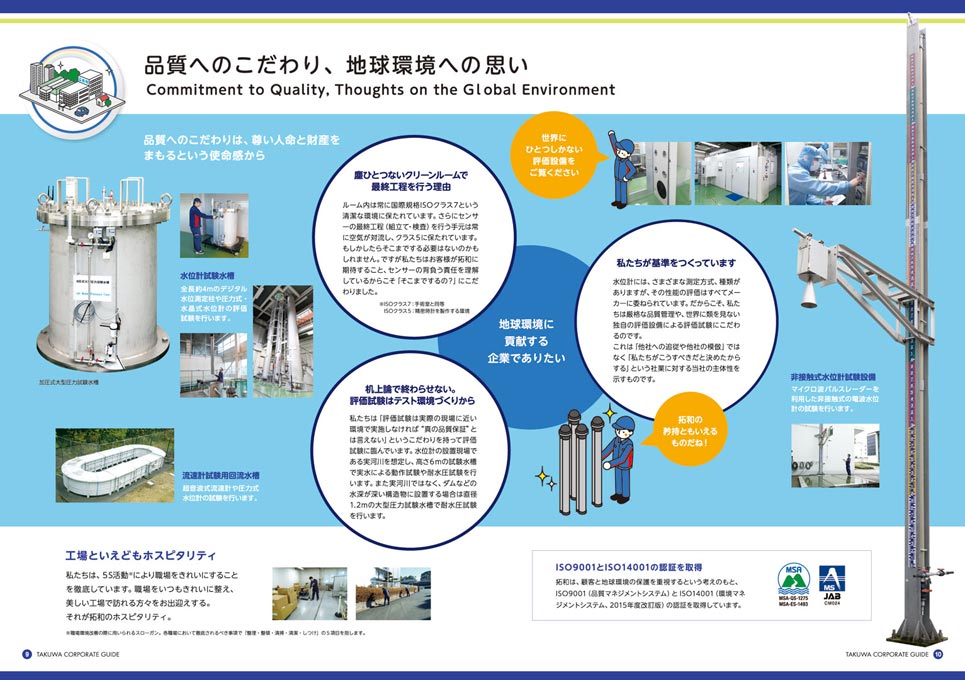 水資源観測装置メーカー 会社案内パンフレット デザイン サンプル P.9〜P.10